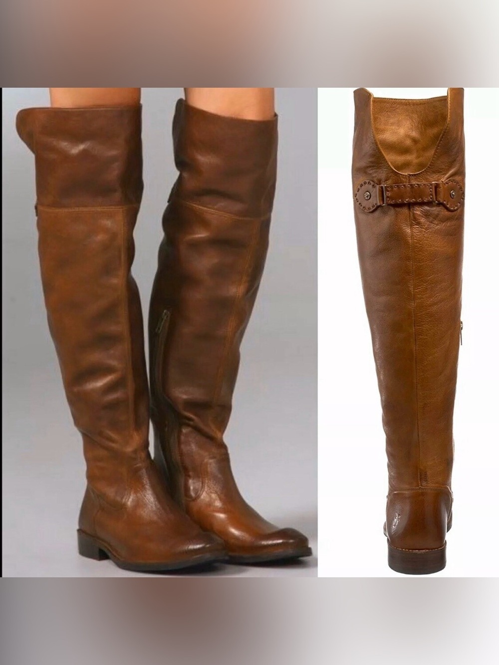 Frye Shirley Leather Knee-High Riding Boots Brown